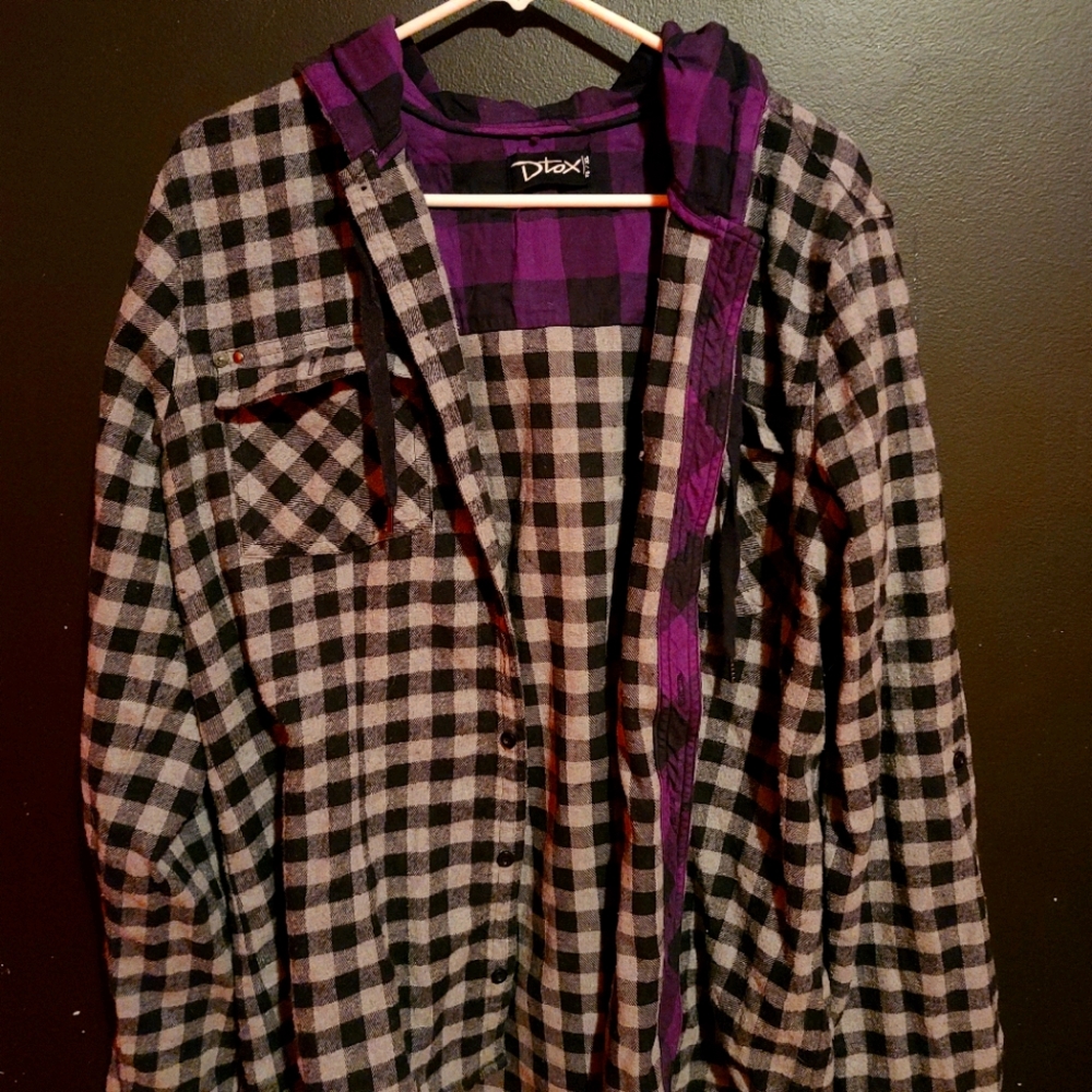Hooded checkered flannel